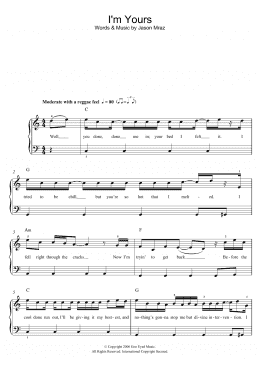 page one of I'm Yours (Beginner Piano (Abridged))