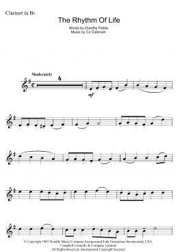 page one of The Rhythm Of Life (from Sweet Charity) (Clarinet Solo)