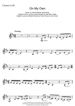 page one of On My Own (from Les Miserables) (Clarinet Solo)