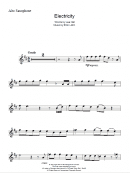 page one of Electricity (Lead Sheet / Fake Book)