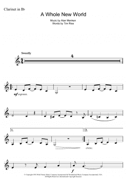 page one of A Whole New World (from Aladdin) (Clarinet Solo)