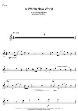 page one of A Whole New World (from Aladdin) (Flute Solo)