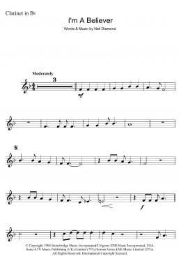 page one of I'm A Believer (Clarinet Solo)