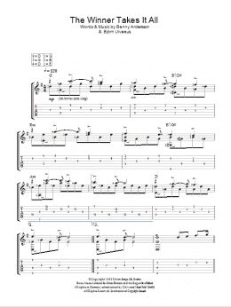 page one of The Winner Takes It All (Easy Guitar Tab)