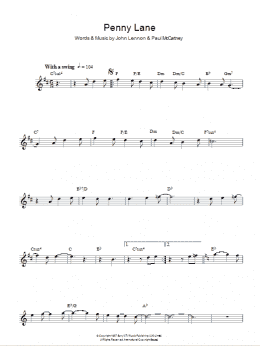 page one of Penny Lane (Lead Sheet / Fake Book)