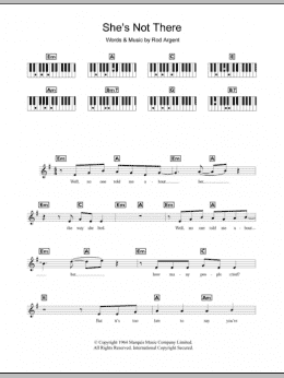 page one of She's Not There (Piano Chords/Lyrics)