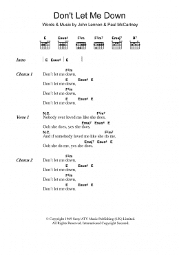 page one of Don't Let Me Down (Guitar Chords/Lyrics)