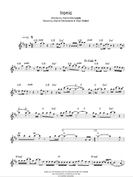 page one of Ironic (Lead Sheet / Fake Book)