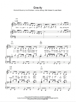 page one of Gravity (Piano, Vocal & Guitar Chords)