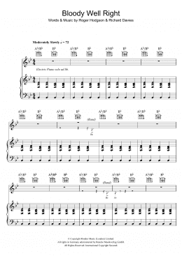 page one of Bloody Well Right (Piano, Vocal & Guitar Chords)