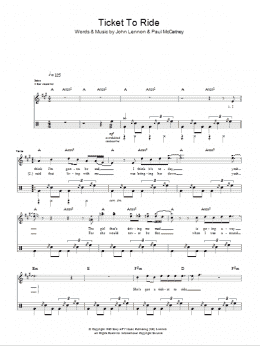 page one of Ticket To Ride (Lead Sheet / Fake Book)