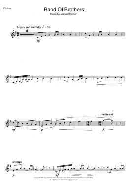 page one of Band Of Brothers (Clarinet Solo)