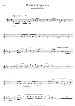 page one of Pride And Prejudice (Flute Solo)