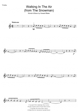 page one of Walking In The Air (theme from The Snowman) (Violin Solo)