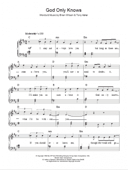 page one of God Only Knows (Easy Piano)