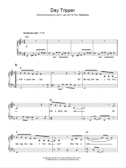 page one of Day Tripper (Easy Piano)