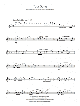 page one of Your Song (Lead Sheet / Fake Book)