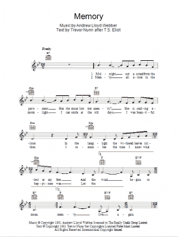 page one of Memory (from Cats) (Lead Sheet / Fake Book)