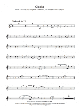 page one of Clocks (Lead Sheet / Fake Book)