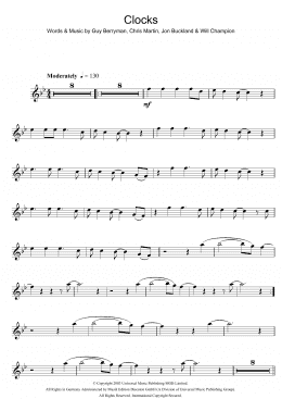 page one of Clocks (Flute Solo)