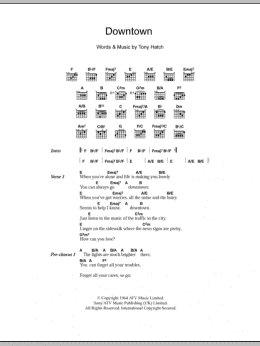 page one of Downtown (Guitar Chords/Lyrics)