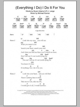 page one of (Everything I Do) I Do It For You (Guitar Chords/Lyrics)