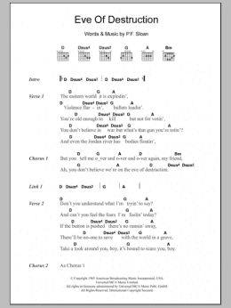 page one of Eve Of Destruction (Guitar Chords/Lyrics)