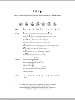 page one of Fat Lip (Guitar Chords/Lyrics)