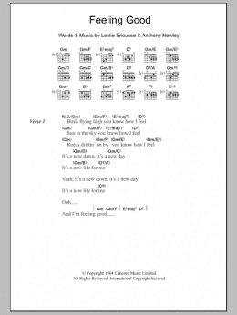 page one of Feeling Good (Guitar Chords/Lyrics)