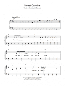 page one of Sweet Caroline (Easy Piano)