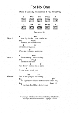 page one of For No One (Guitar Chords/Lyrics)