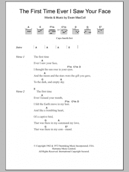 page one of The First Time Ever I Saw Your Face (Guitar Chords/Lyrics)