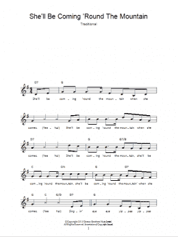 page one of She'll Be Comin' 'Round The Mountain (Lead Sheet / Fake Book)