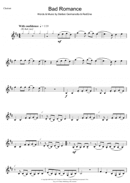 page one of Bad Romance (Clarinet Solo)