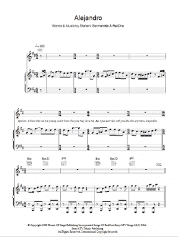 page one of Alejandro (Piano, Vocal & Guitar Chords)