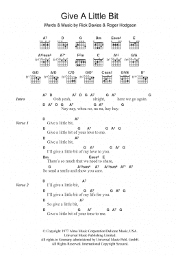 page one of Give A Little Bit (Guitar Chords/Lyrics)