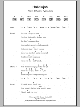 page one of Hallelujah (Guitar Chords/Lyrics)