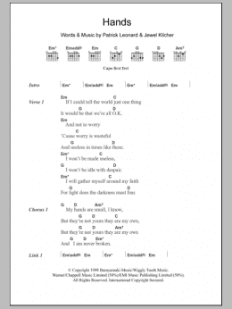 page one of Hands (Guitar Chords/Lyrics)