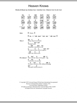 page one of Heaven Knows (Guitar Chords/Lyrics)