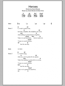 page one of Heroes (Guitar Chords/Lyrics)