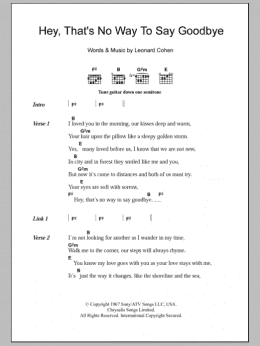 page one of Hey, That's No Way To Say Goodbye (Guitar Chords/Lyrics)