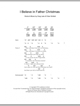 page one of I Believe In Father Christmas (Guitar Chords/Lyrics)