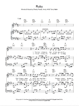 page one of Ruby (Piano, Vocal & Guitar Chords)