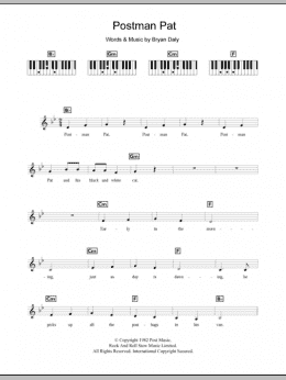 page one of Postman Pat (Piano Chords/Lyrics)