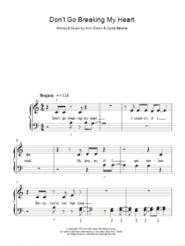 page one of Don't Go Breaking My Heart (Easy Piano)