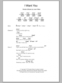 page one of I Want You (Guitar Chords/Lyrics)