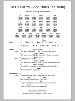 page one of I'd Lie For You (And That's The Truth) (Guitar Chords/Lyrics)