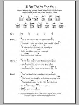 page one of I'll Be There For You (Guitar Chords/Lyrics)