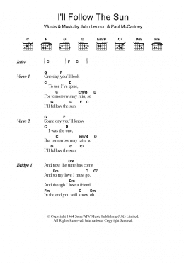 page one of I'll Follow The Sun (Guitar Chords/Lyrics)