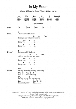 page one of In My Room (Guitar Chords/Lyrics)